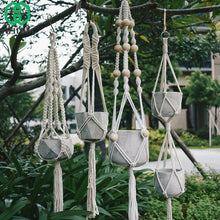 Load image into Gallery viewer, WHISM Vintage Hanging Basket Flower Basket Holder Flowerpot Lifting Rope Macrame Plant Hanger Garden Pot Planter Display String