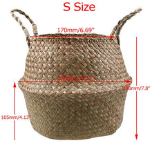 Load image into Gallery viewer, WHISM Wicker Seagrass Foldable Flower Pots Planter Rattan Flowerpot Home Decor Fruit Toys Storage Basket Straw Laundry Baskets