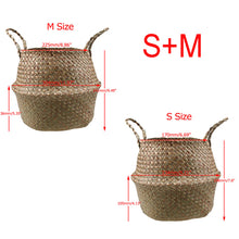 Load image into Gallery viewer, WHISM Wicker Seagrass Foldable Flower Pots Planter Rattan Flowerpot Home Decor Fruit Toys Storage Basket Straw Laundry Baskets