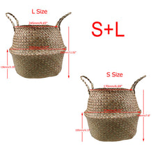 Load image into Gallery viewer, WHISM Wicker Seagrass Foldable Flower Pots Planter Rattan Flowerpot Home Decor Fruit Toys Storage Basket Straw Laundry Baskets