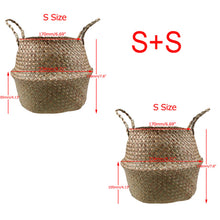 Load image into Gallery viewer, WHISM Wicker Seagrass Foldable Flower Pots Planter Rattan Flowerpot Home Decor Fruit Toys Storage Basket Straw Laundry Baskets