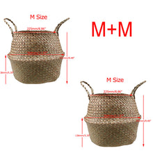 Load image into Gallery viewer, WHISM Wicker Seagrass Foldable Flower Pots Planter Rattan Flowerpot Home Decor Fruit Toys Storage Basket Straw Laundry Baskets