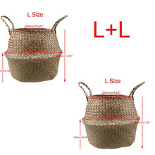 Load image into Gallery viewer, WHISM Wicker Seagrass Foldable Flower Pots Planter Rattan Flowerpot Home Decor Fruit Toys Storage Basket Straw Laundry Baskets
