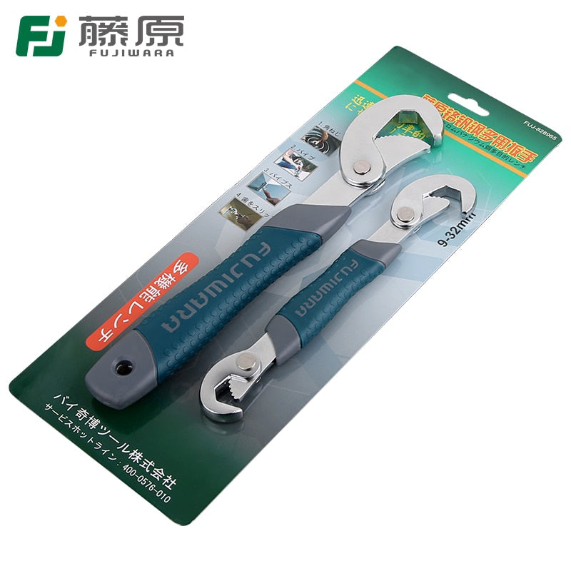 FUJIWARA Adjustable Wrench 9-32mm Spanner Universal Quick Multi-function 2 Pieces Hook Type Adjustable Wrench Set