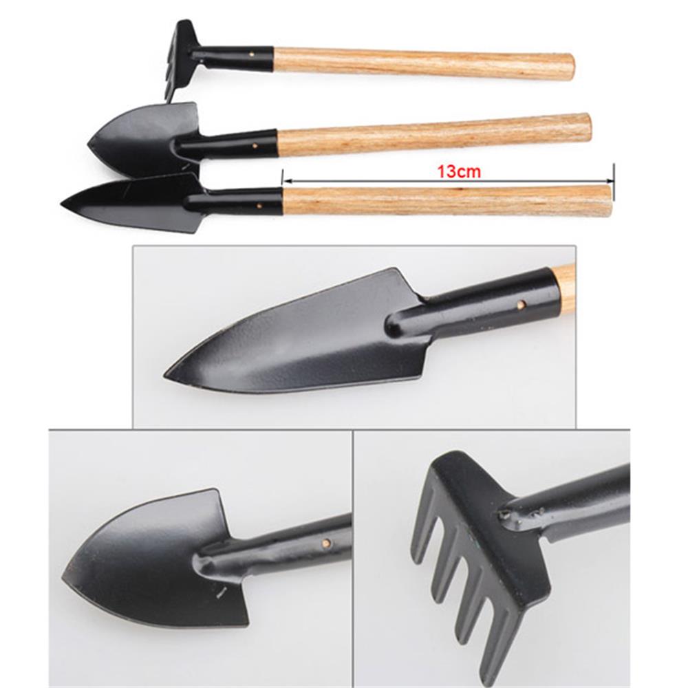 3pcs Mini Garden Tools Set Portable Shovel Tools Shovel Rake Spade Garden Plant Tool Set With Wooden Handle Kids Outdoor Tools