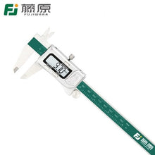 Load image into Gallery viewer, FUJIWARA Digital Display Stainless Steel Caliper 0-150mm 1/64 Fraction/MM/Inch LCD Electronic Vernier Caliper IP54 Waterproof