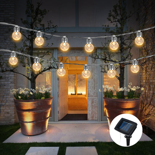 Solar Powered Lighting String Outdoor Garden 20 LED Light Bulb Dream Festival Fairy Lamp Lights for Christmas Party Decor