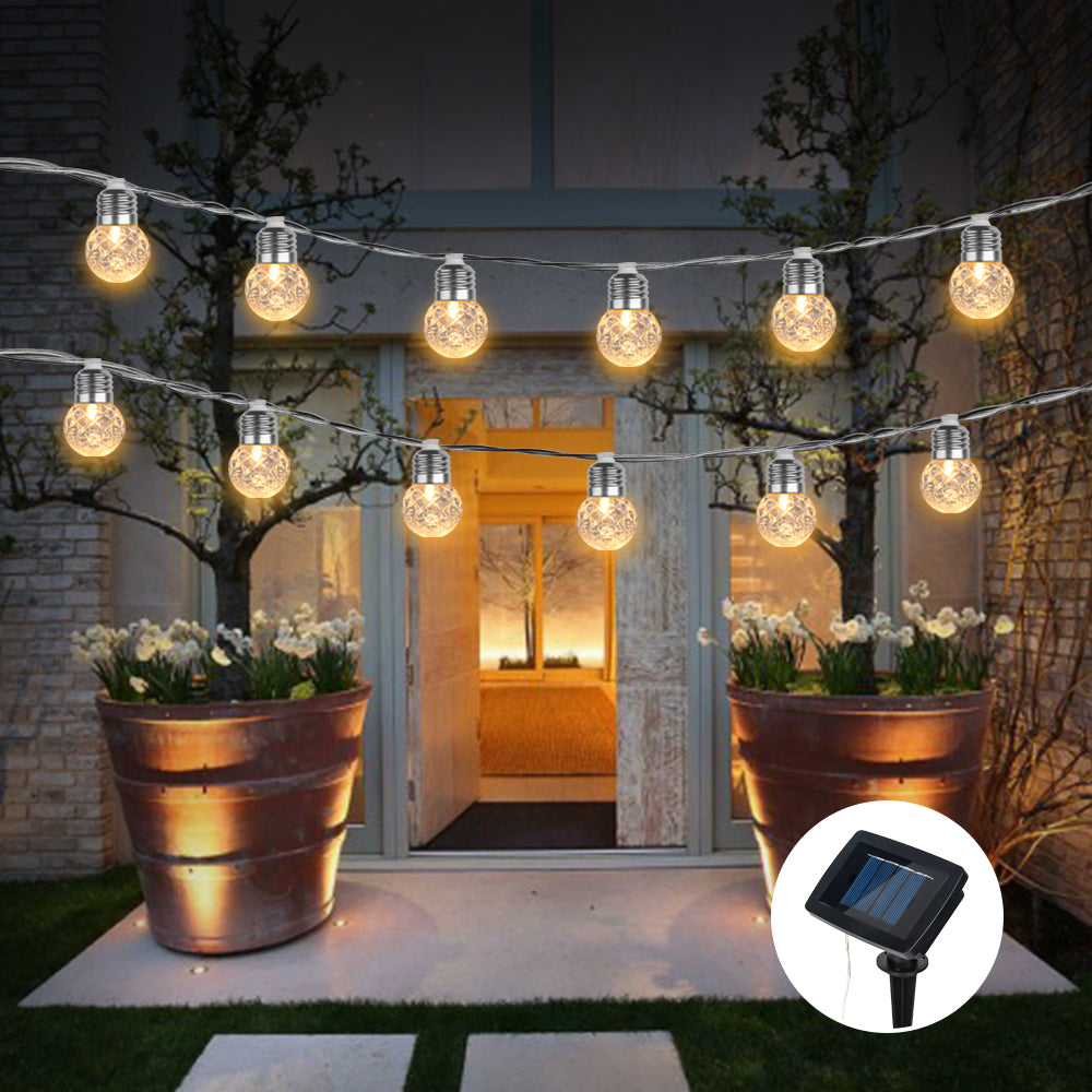 Solar Powered Lighting String Outdoor Garden 20 LED Light Bulb Dream Festival Fairy Lamp Lights for Christmas Party Decor