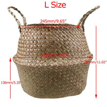 Load image into Gallery viewer, WHISM Wicker Seagrass Foldable Flower Pots Planter Rattan Flowerpot Home Decor Fruit Toys Storage Basket Straw Laundry Baskets