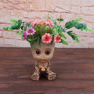 Grootted Planter Pot Baby Flower Pot Groot Action Figures Toy Pen Pot PVC Hero Model Guardians Of The Galaxy Crafts Home Decor