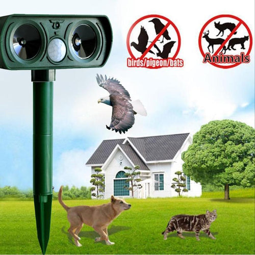 Outdoor Garden Ultrasonic Animal Chaser Repeller Solar Powered Cat Dog Fox Deterrent Pest Bird Repellent Garden Using