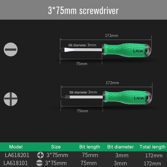 LAOA S2 Screwdriver Slotted and Phillips Screwdrivers Set Household Hand Tools